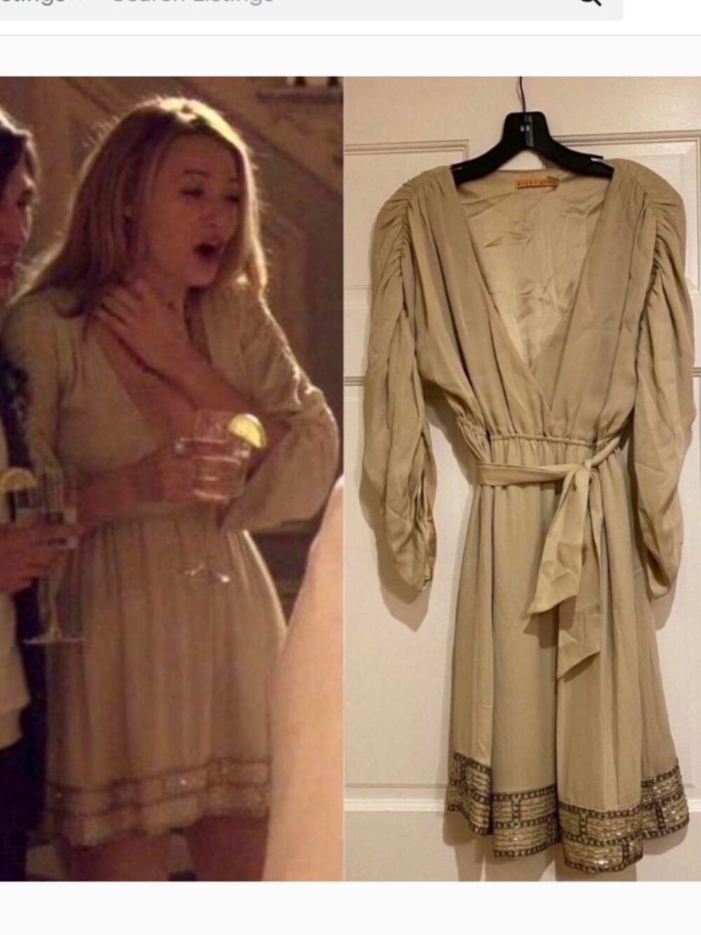 Alice and Olivia Cream Beaded Dress Size XS NWT